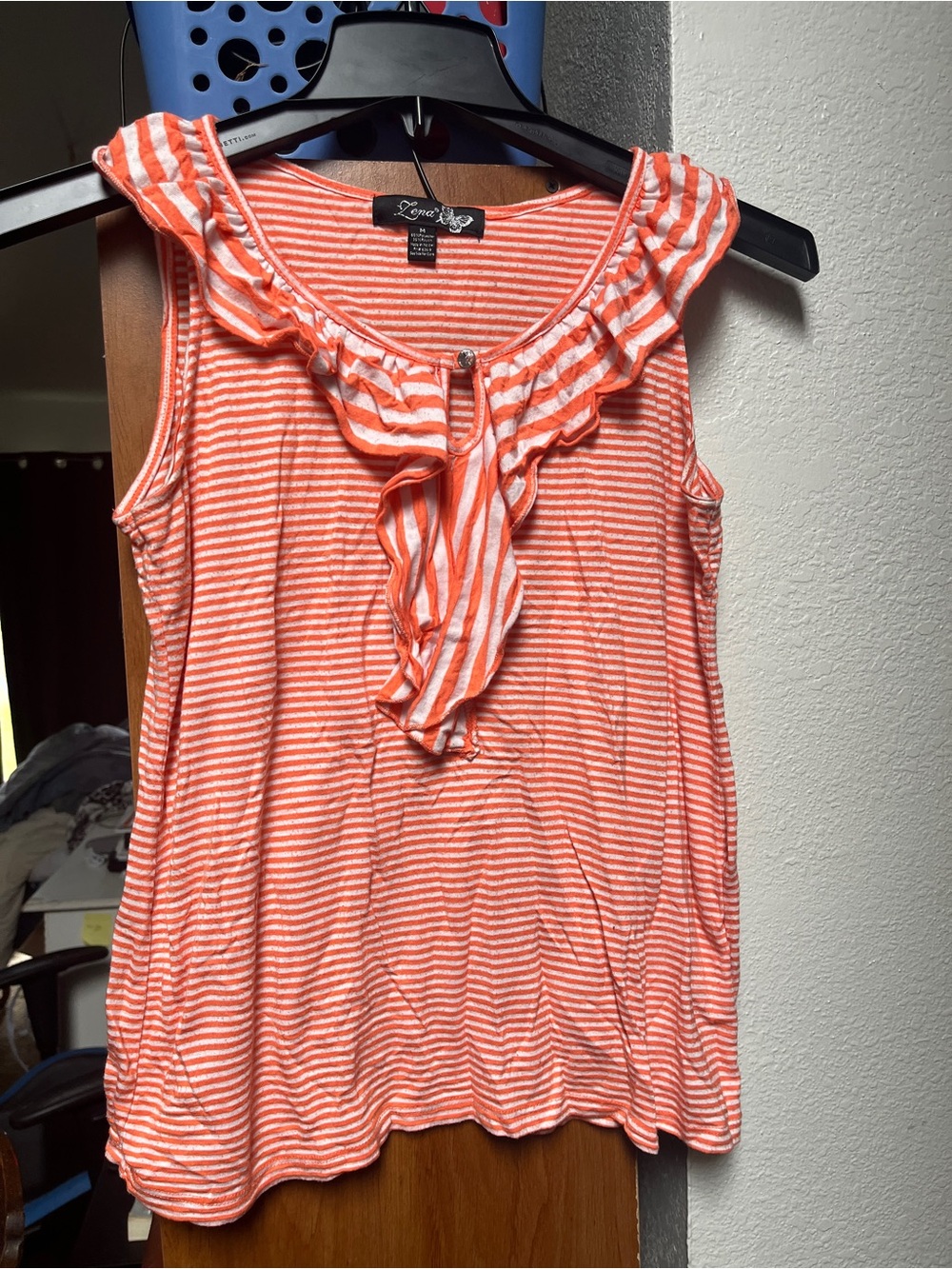 Lane Bryant orange Stripe Ruffle Sleeveless Top